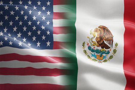 United States and Mexican flags side by side